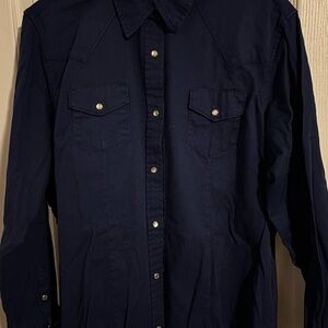 Women’s Navy Blue Wrangler Wrancher Pearl Snap Shirt